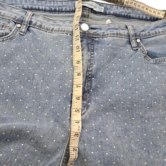 Rebecca Minkoff Light Blue Denim‎ Crystal Studded Straight Jeans Plus 18 20 NEW - Picture 9 of 12